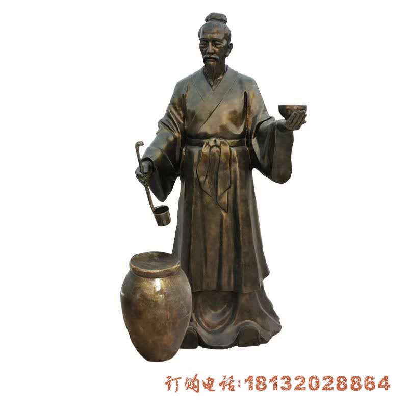 古代品酒人物铜雕