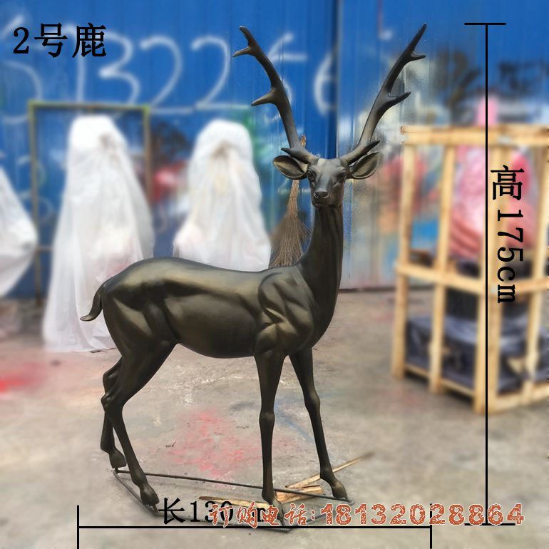 公园歪头梅花鹿铜雕
