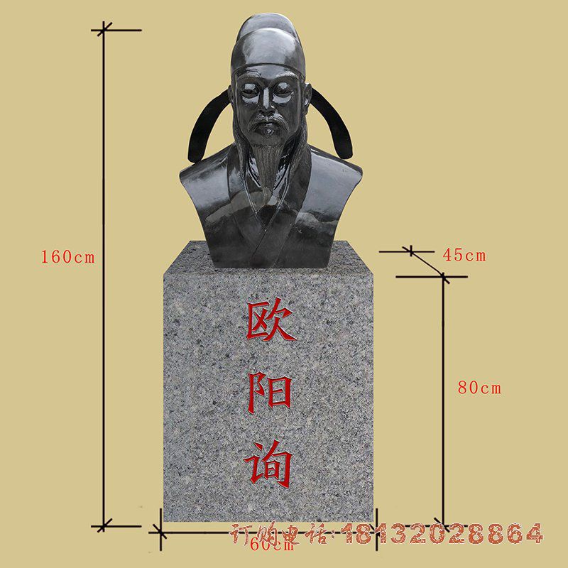 校园古代名人欧阳询头像铜雕 校园古代名人欧阳询头像铜雕