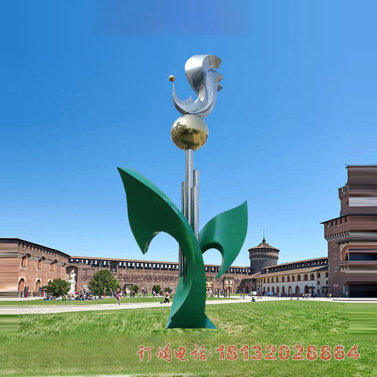 企业不锈钢抽象凤凰雕塑