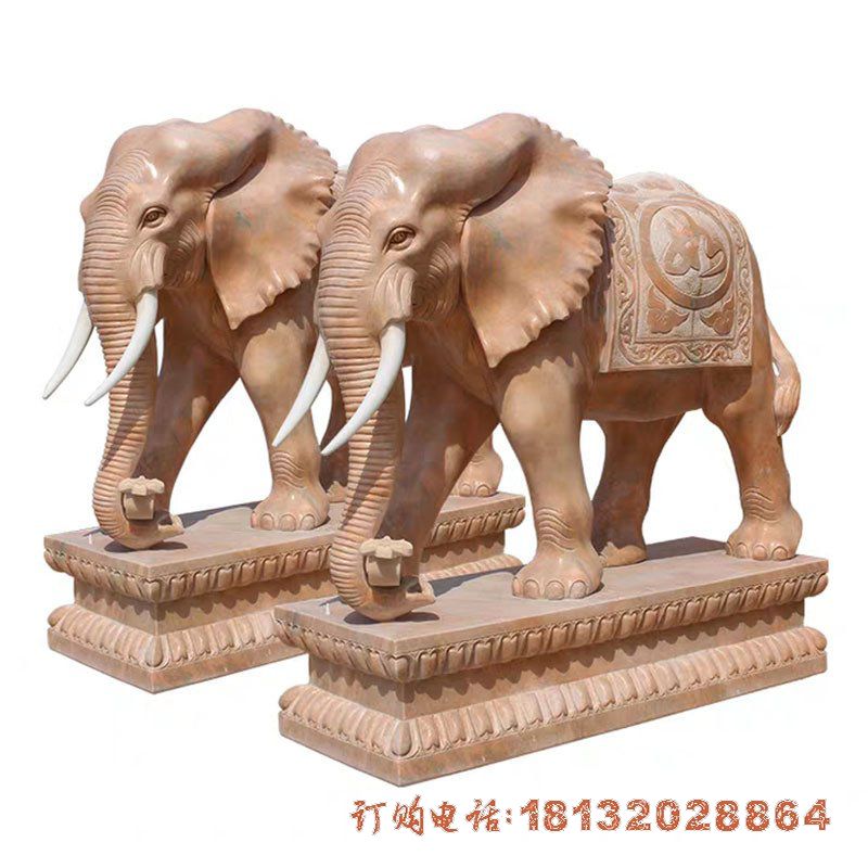 晚霞红如意大象石雕