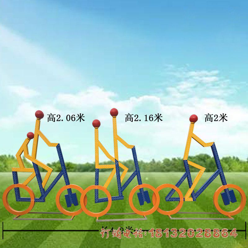 不锈钢抽象自行车人物雕塑