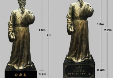 校园古代名人白居易铜雕像