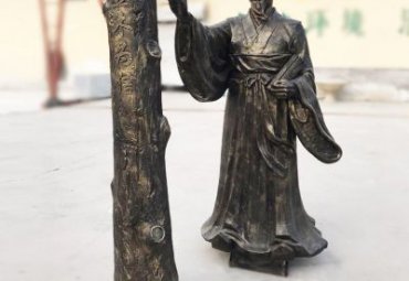 古代人物立木为信铜雕