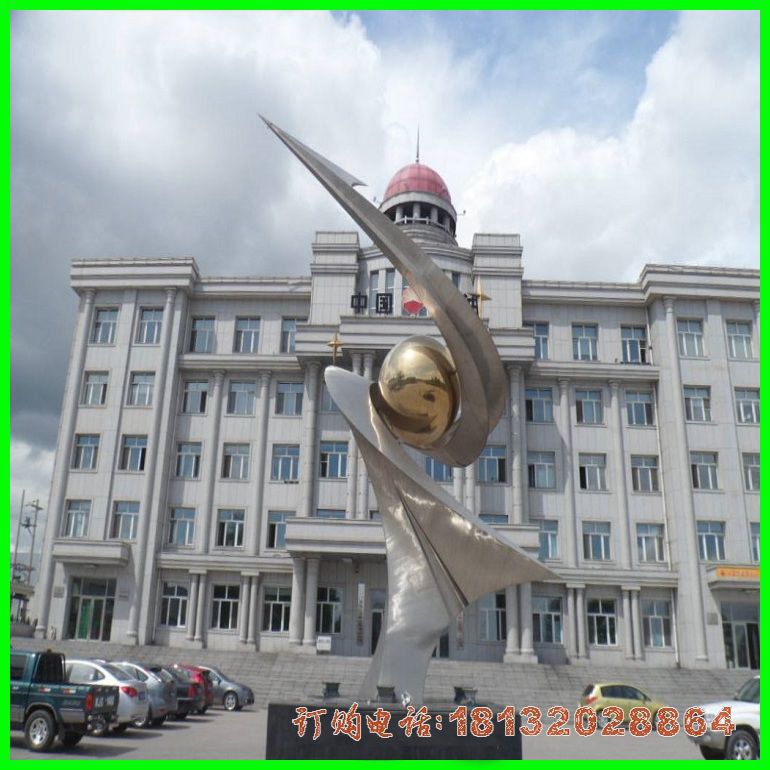 企业不锈钢抽象卓越雕塑