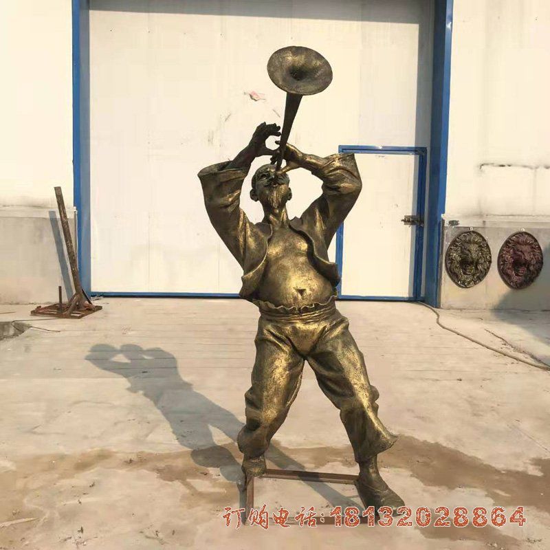 民俗主题吹唢呐人物铜雕