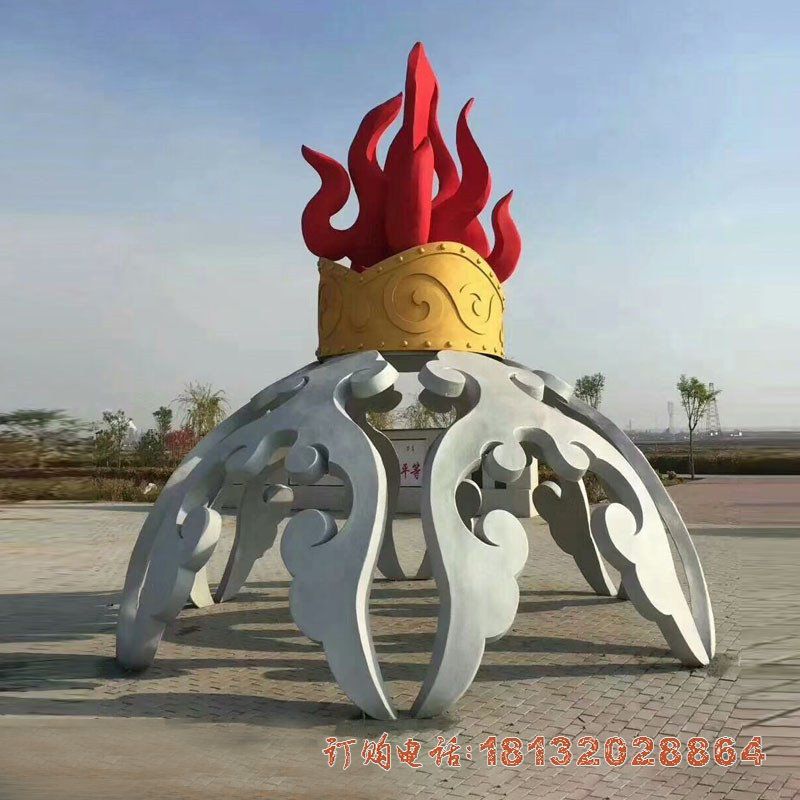 广场不锈钢祥云火炬雕塑
