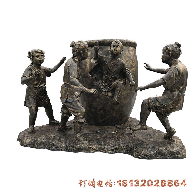 古代典故司马光砸缸铜雕 古代典故司马光砸缸铜雕