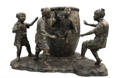 古代典故司马光砸缸铜雕