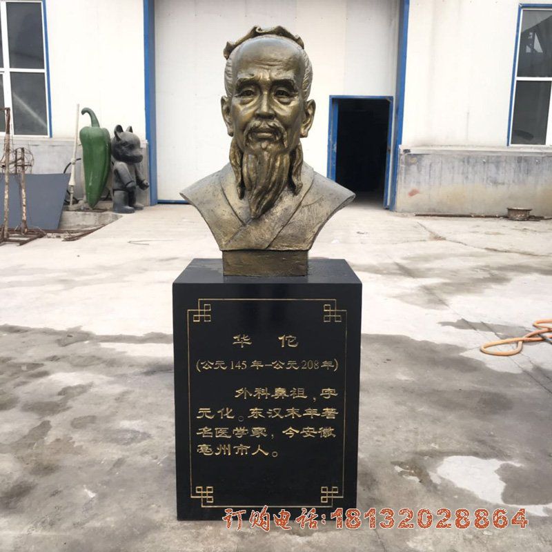 古代医学名人华佗头像铜雕