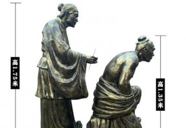 古代故事岳母刺字铜雕