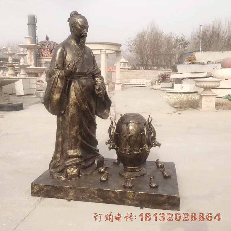 古代名人张衡和地动仪铜雕 古代名人张衡和地动仪铜雕