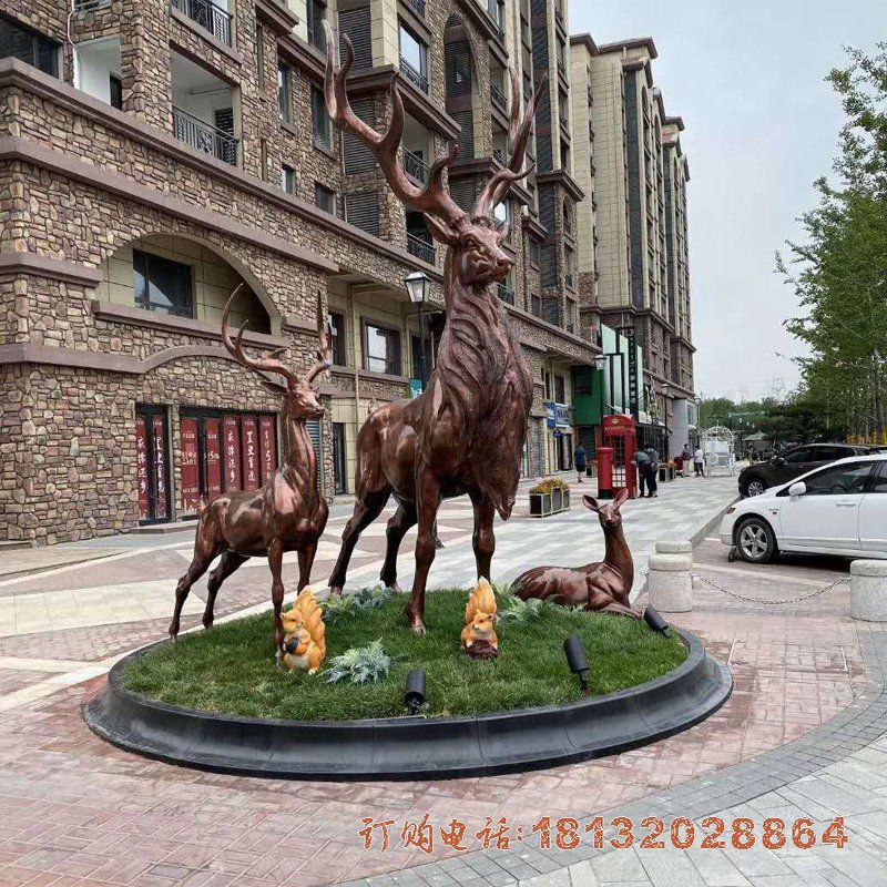 小区门口铜雕鹿 小区门口铜雕鹿