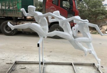 不锈钢运动抽象跨栏人物雕塑