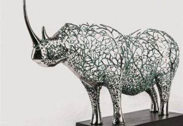 不锈钢镂空抽象犀牛雕塑