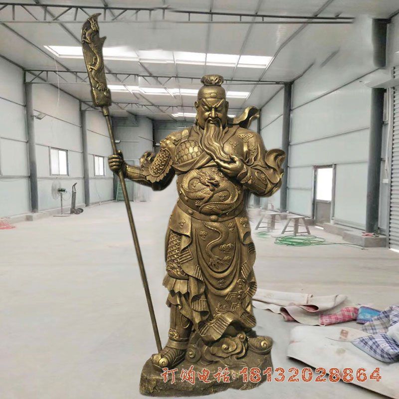 宗教庙宇拿刀关公铜雕