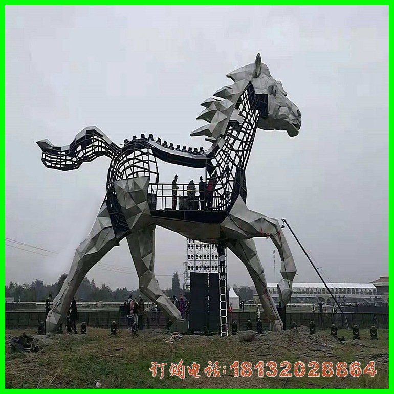 景区不锈钢大型镂空马雕塑