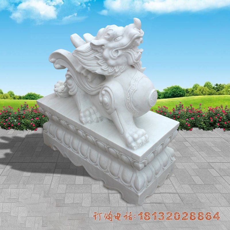 汉白玉门口招财貔貅石雕 汉白玉门口招财貔貅石雕