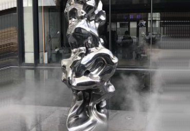 小区不锈钢镜面太湖石雕塑