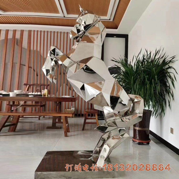 企业不锈钢镜面几何马雕塑