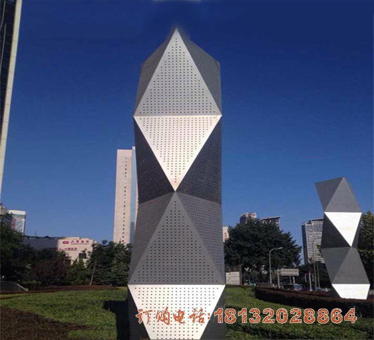 不锈钢抽象立体菱形雕塑 不锈钢抽象立体菱形雕塑
