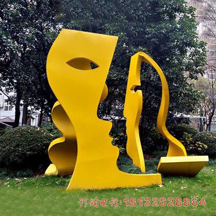 公园不锈钢剪影人脸雕塑 公园不锈钢剪影人脸雕塑