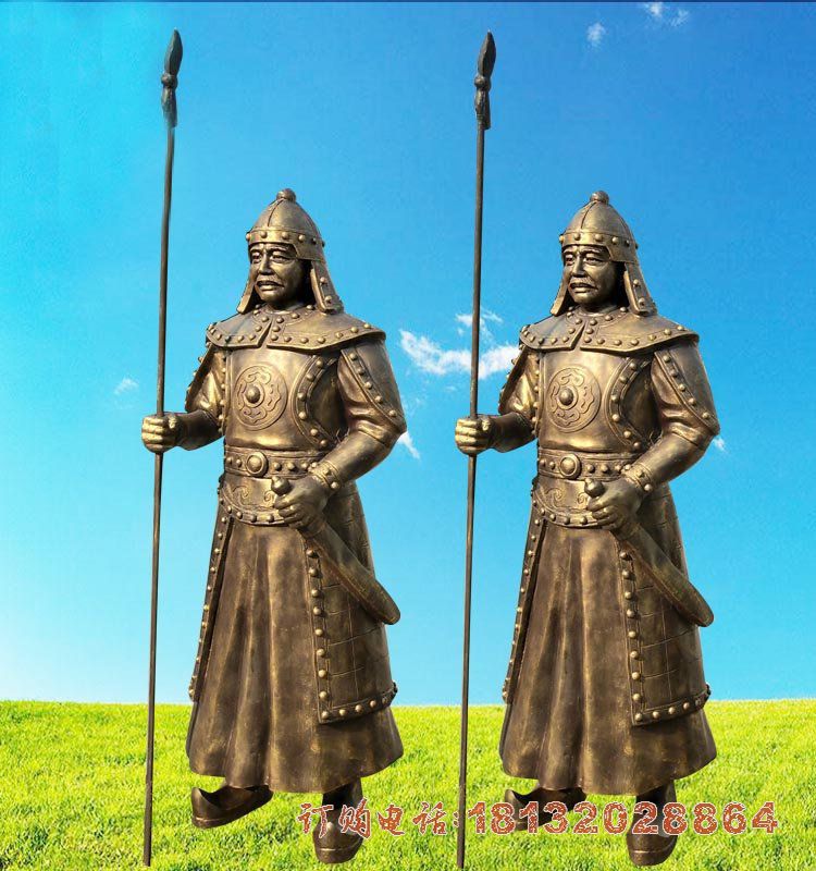 古代士兵人物铜雕