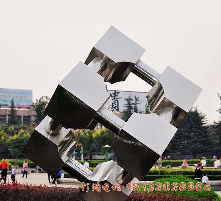 广场不锈钢大型正方体雕塑 广场不锈钢大型正方体雕塑