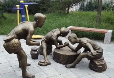 公园小品掰手腕儿童铜雕