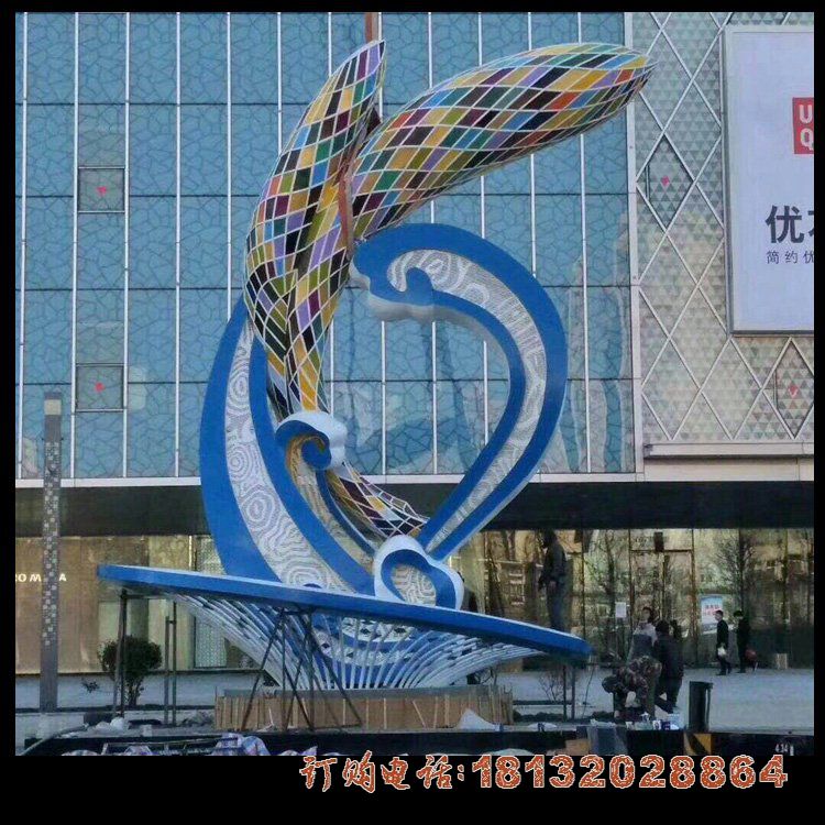 城市不锈钢海浪鲸鱼雕塑