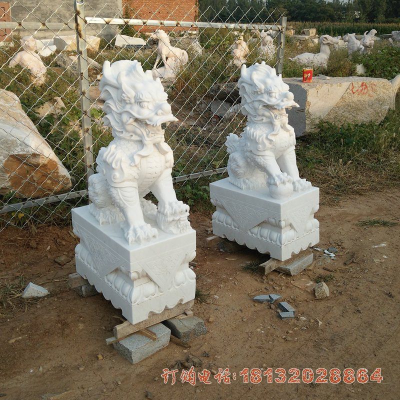 汉白玉镇宅麒麟石雕