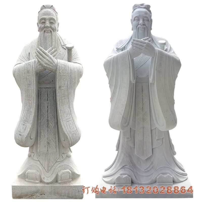 古代名人孔子行教像石雕