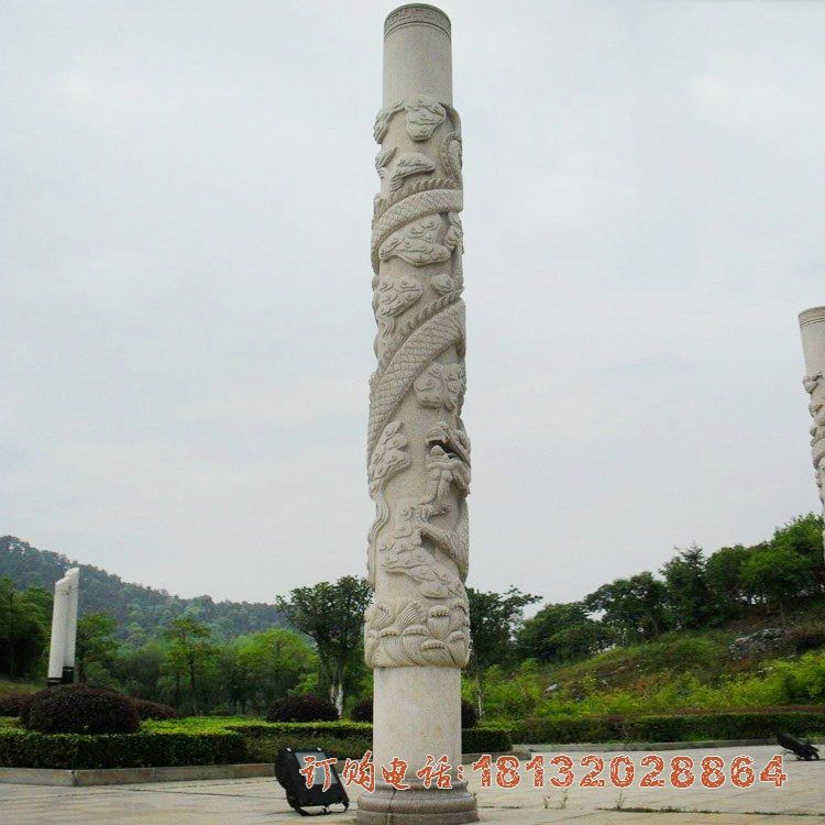 广场大理石盘龙柱石雕 广场大理石盘龙柱石雕