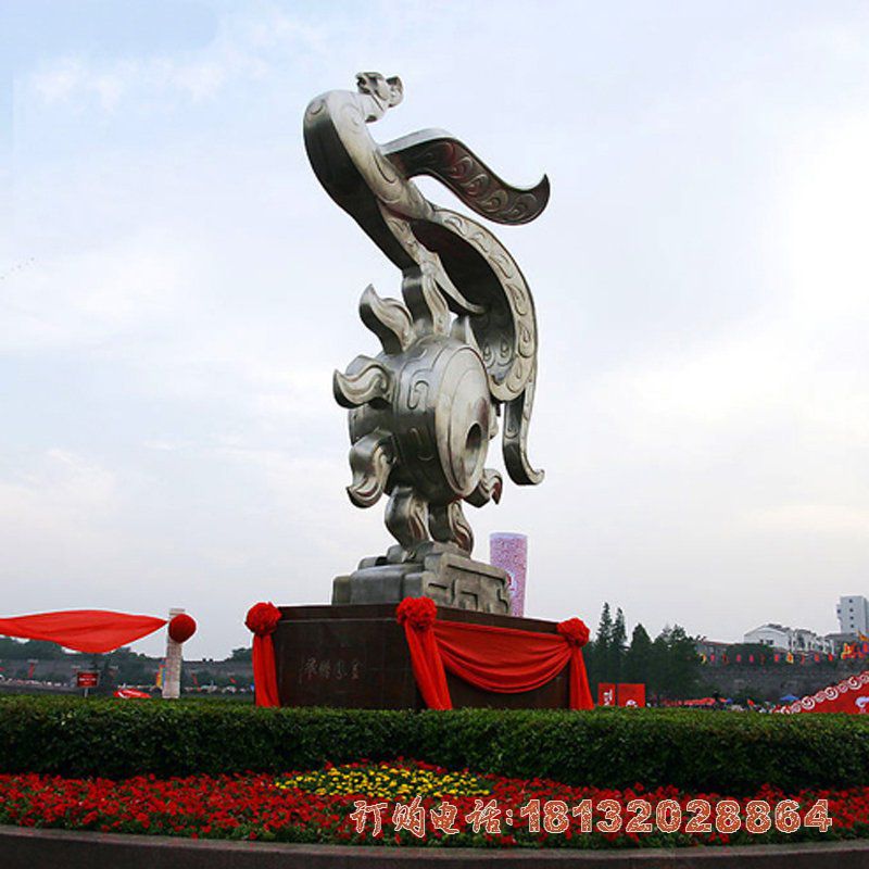 广场不锈钢抽象凤凰太阳雕塑 广场不锈钢抽象凤凰太阳雕塑