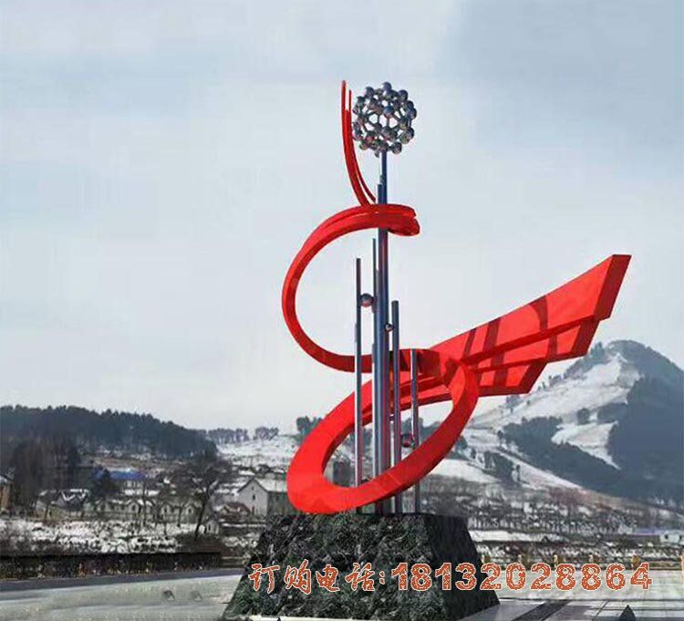 广场不锈钢抽象启航雕塑