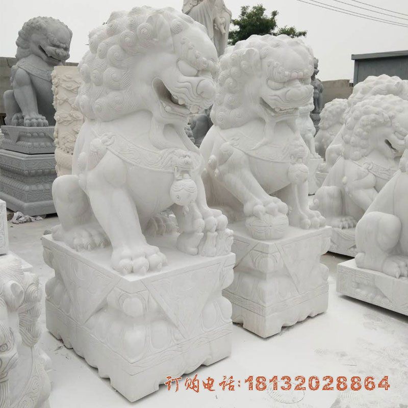 门口汉白玉石狮子 门口汉白玉石狮子