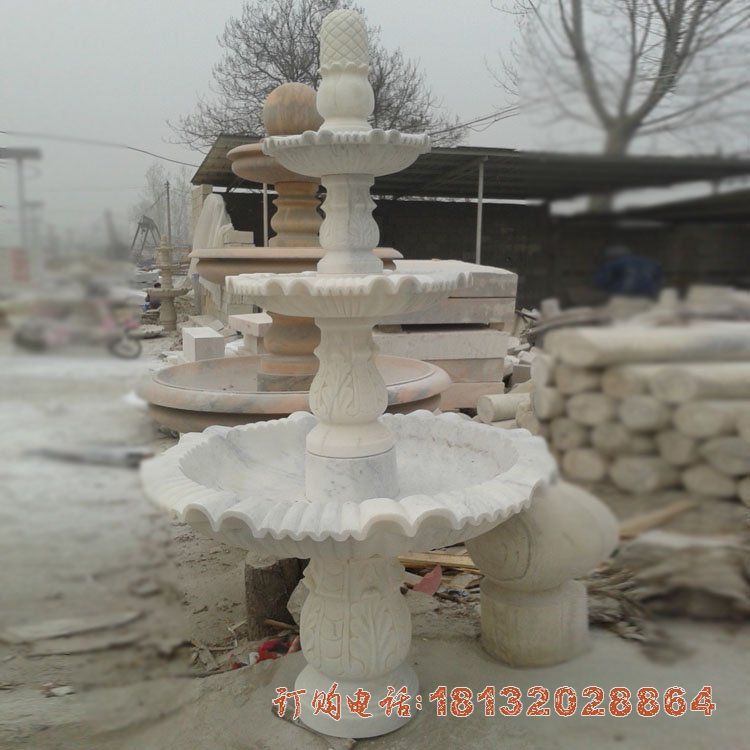 小区三层简易喷泉石雕