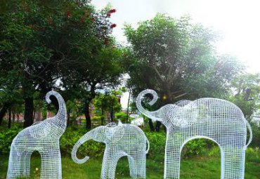 公园不锈钢动物镂空大象雕塑
