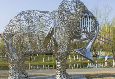不锈钢抽象镂空大象雕塑