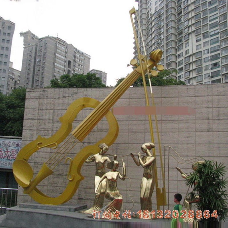 城市不锈钢抽象大提琴人物雕塑 城市不锈钢抽象大提琴人物雕塑