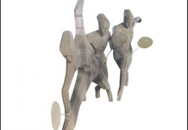 不锈钢抽象打羽毛球人物雕塑
