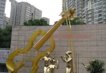 城市不锈钢抽象大提琴人物雕塑