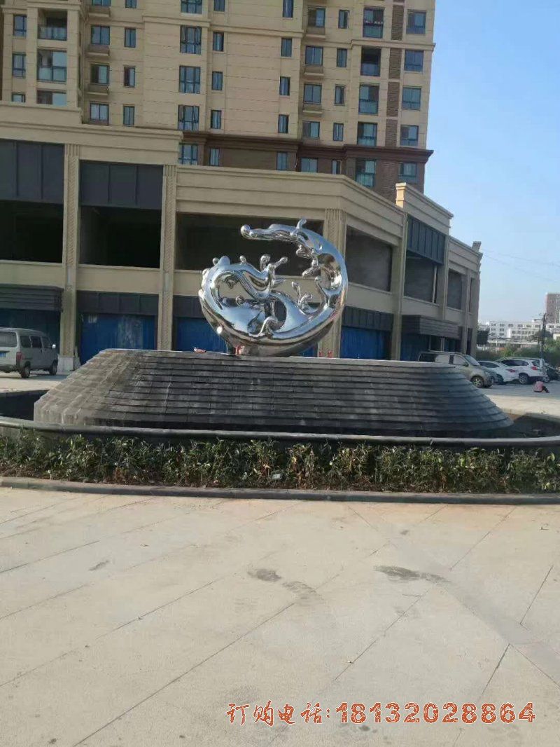 小区不锈钢抽象海浪雕塑