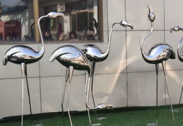 不锈钢抽象动物火烈鸟雕塑
