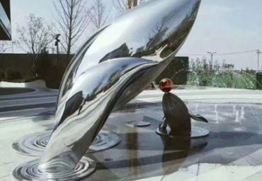 公园不锈钢抽象动物鲸鱼雕塑