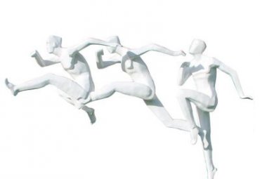 不锈钢抽象跨栏运动人物雕塑