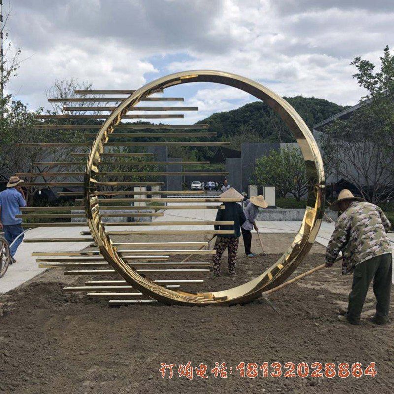 公园不锈钢电镀效果圆环雕塑 公园不锈钢电镀效果圆环雕塑
