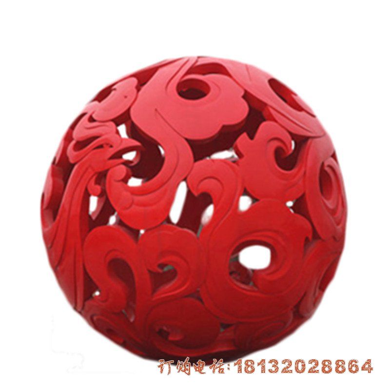 小区不锈钢凤凰图案镂空球雕塑