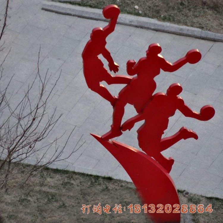 不锈钢抽象剪影打篮球人物雕塑
