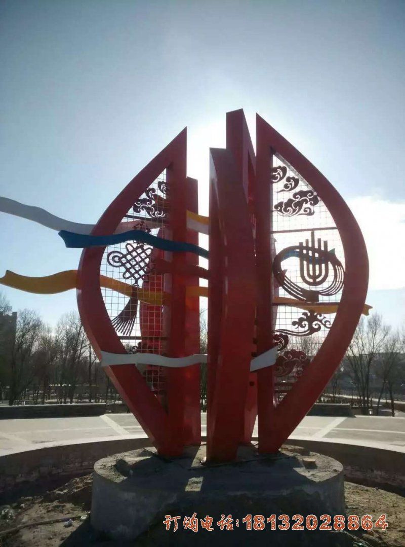公园不锈钢祥云中国结剪纸雕塑
